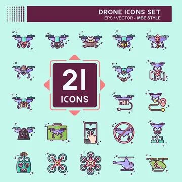 Icon Set Drone. related to Technology symbol. MBE style. simple design edit.. Stock-Illustration