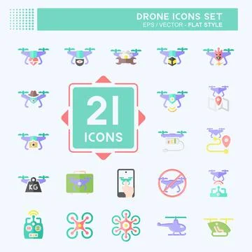 Icon Set Drone. related to Technology symbol. flat style. simple design edi.. Stock-Illustration