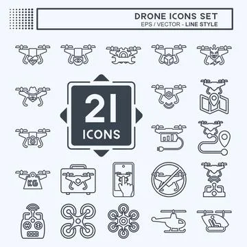 Icon Set Drone. related to Technology symbol. line style. simple design edi.. Stock-Illustration