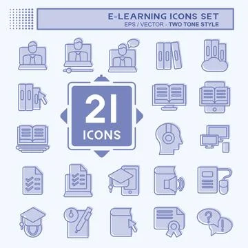 Icon Set E-Learning. related to Education symbol. two tone style. simple de.. Stock-Illustration