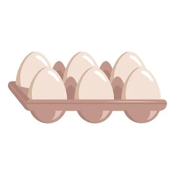 Icon set of eggs in a container. A source of calcium, protein and vitamins. Farm Stock Illustration