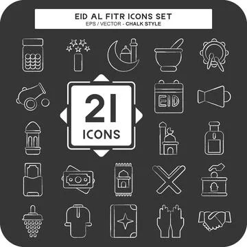 Icon Set Eid Al Fitr. related to Education symbol. islamic. ramadhan. simpl.. Stock Illustration