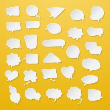 Icon set of empty speech bubbles, think clouds. Illustrazione stock
