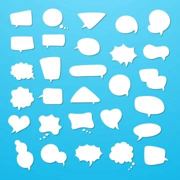 Icon set of empty speech bubbles, think clouds. Illustrazione stock
