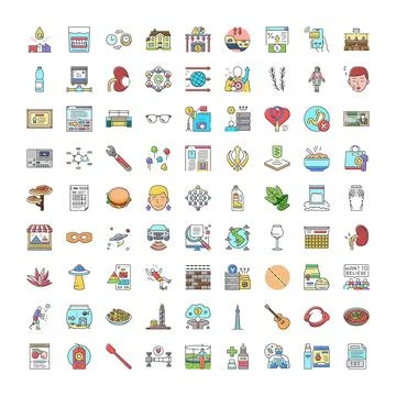 Icon set exploring various business, health and technology concepts Stock Illustration
