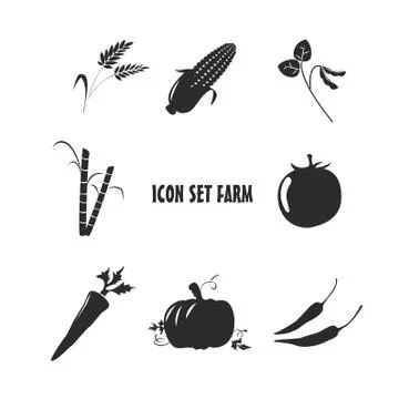 Icon Set Farm Design Stock Illustration