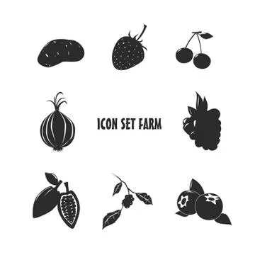 Icon Set Farm Design Stock Illustration