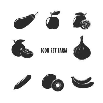 Icon Set Farm Design Stock Illustration