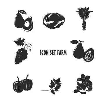 Icon Set Farm design Stock Illustration