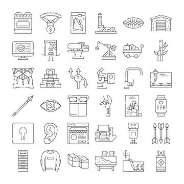 Icon set featuring various objects and concepts イラスト素材