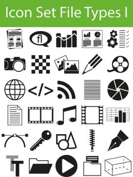 Icon Set File Types Stock Illustration