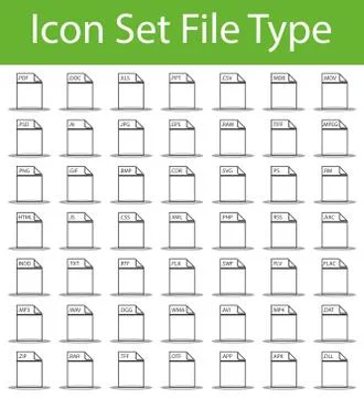 Icon Set File Wireframe Stock Illustration