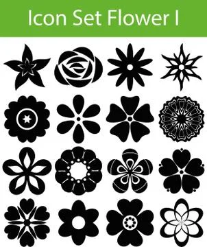 Icon Set Flowers I Stock Illustration