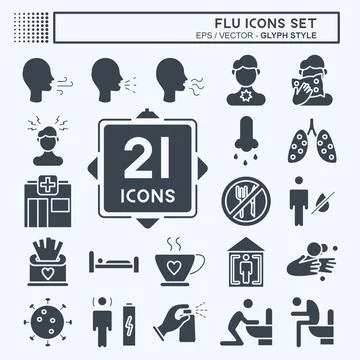 Icon Set Flu. suitable for education symbol. glyph style. simple design edita Stock Illustration