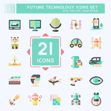 Icon Set Future Technology. related to Education symbol. flat style. simple.. イラスト素材