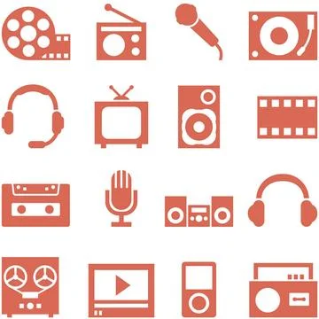 Icon set of gadgets and devices in a retro style. Icon set of gadgets and ... Stock Photos