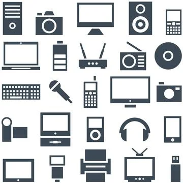 Icon set gadgets, computer equipment and electronics. Icon set of gadgets,... Stockfoto's