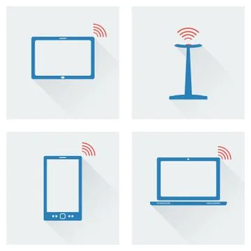 Icon set gadgets with wifi Stock Illustration