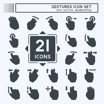 Icon Set Gestures - Glyph Style - Simple illustration,Editable stroke Stock Illustration