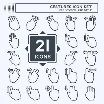 Icon Set Gestures - Line Style - Simple illustration,Editable stroke Illustrazione stock