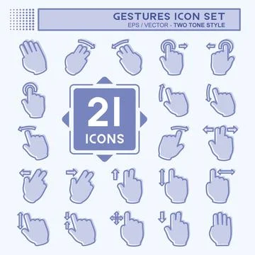 Icon Set Gestures - Two Tone Style - Simple illustration,Editable stroke Illustrazione stock
