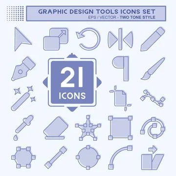 Icon Set Graphic Design Tools. related to Graphic Design Tools symbol. two to Stock Illustration
