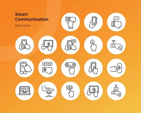 Icon set of hands holding a communication device Stock Illustration