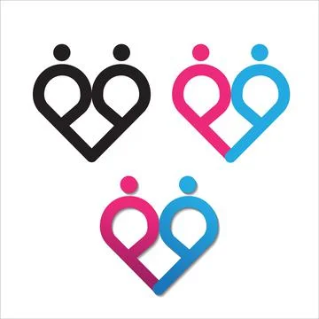 Icon set of a heart couple. Vector image, sign &amp; symbol Stock Illustration