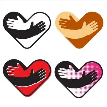 Icon set of a heart hug. Vector image, sign &amp; symbol Stock Illustration