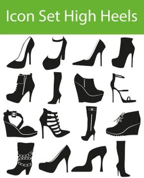 Icon Set High Heels Illustrazione stock