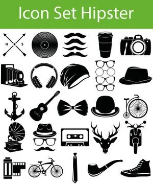 Icon Set Hipster Stock Illustration