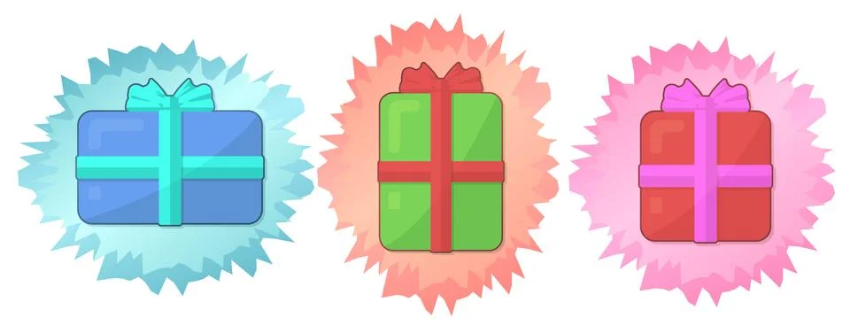 Icon set for holidays with three gift boxes Stock Illustration
