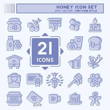 Icon Set Honey. suitable for Bee Farm. two tone style. simple design editable Stock Illustration