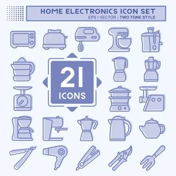 Icon Set Household - Two Tone Style - Simple illustration,Editable stroke Stock Illustration