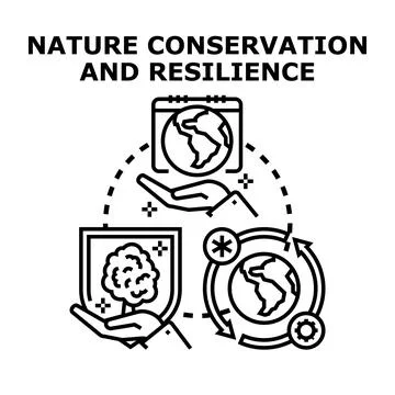 Icon set human hands protecting the planet and trees, ecology, sustainable de Stock Illustration