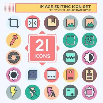 Icon Set Image Editing - Color Mate Style - Simple illustration,Editable stro Stock Illustration