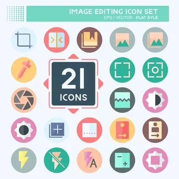 Icon Set Image Editing - Flat Style - Simple illustration,Editable stroke Stock Illustration