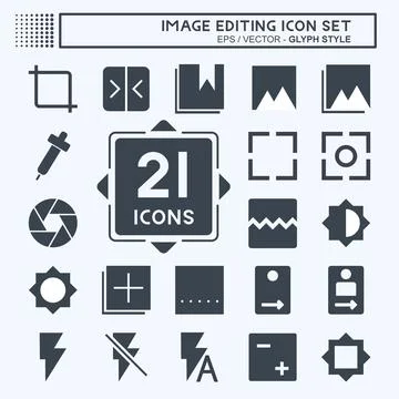 Icon Set Image Editing - Glyph Style - Simple illustration,Editable stroke Stock Illustration