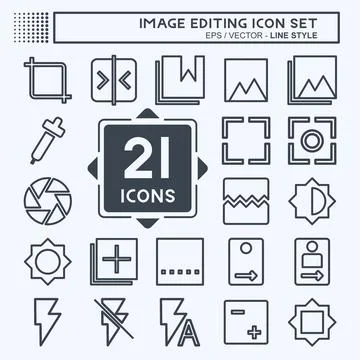 Icon Set Image Editing - Line Style - Simple illustration,Editable stroke Stock Illustration
