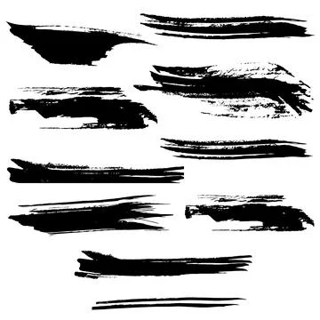 Icon set isolated ink dry texture black brush splash artistic template creati Stock Illustration