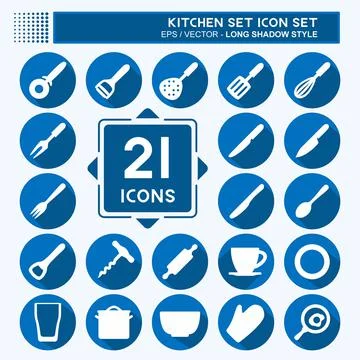 Icon Set Kitchen Set - Simple illustration,Editable stroke Illustrazione stock