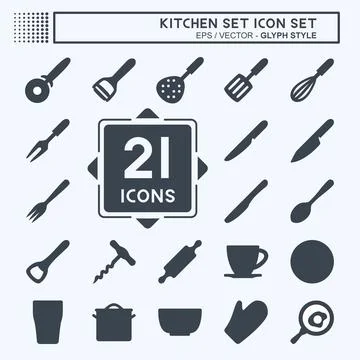 Icon Set Kitchen Set - Simple illustration,Editable stroke Illustrazione stock