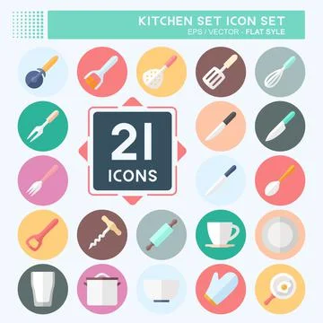 Icon Set Kitchen Set - Simple illustration,Editable stroke Illustrazione stock