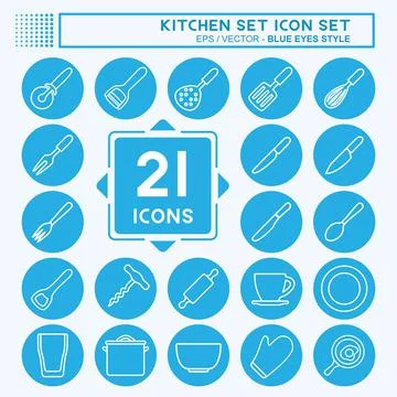 Icon Set Kitchen Set - Simple illustration,Editable stroke Illustrazione stock