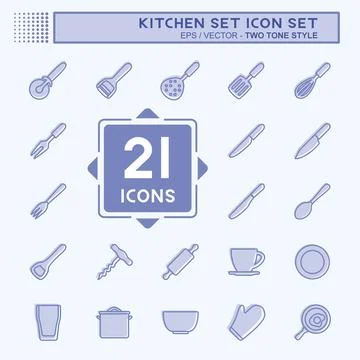 Icon Set Kitchen Set - Simple illustration,Editable stroke Illustrazione stock