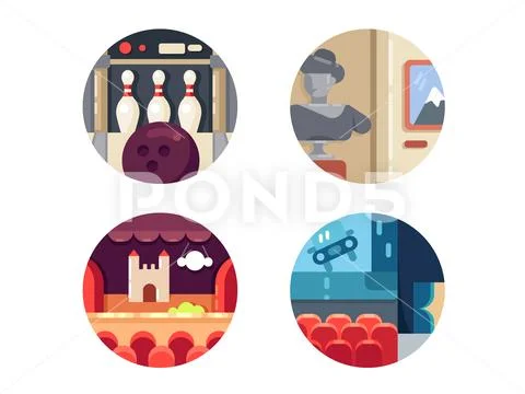 Icon set leisure and entertainment Stock Illustration