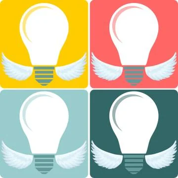 Icon Set light bulb lamp as emblem or logo, vector illustration Stock Illustration