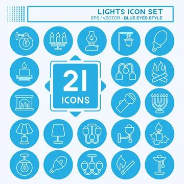 Icon Set Lights. suitable for House symbol. blue eyes style. simple design ed Ilustración de archivo
