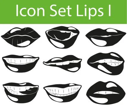 Icon Set Lips  Stock Illustration