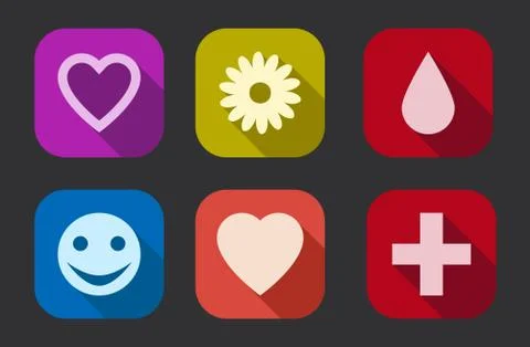 Icon set long shadow Stock Illustration